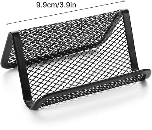 Miniatura 7 de SourceTon Soporte para tarjetas de visita de malla metálica, soporte para tarjetas de presentación de oficina, organizador de 50 tarjetas, 6 paquetes