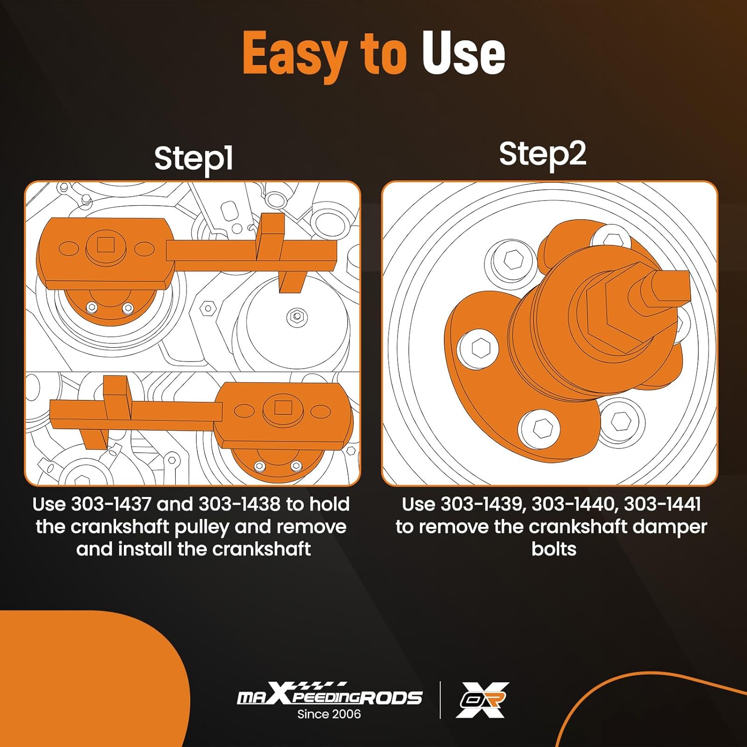 maXpeedingrods Crankshaft Pulley Removal Install Tool, Crank Damper Pulley Puller Remover for Jaguar Land Rover 3.0 V6 / 5.0 V8, 303-1437 303-1438 303-1439 303-1440 303-1441