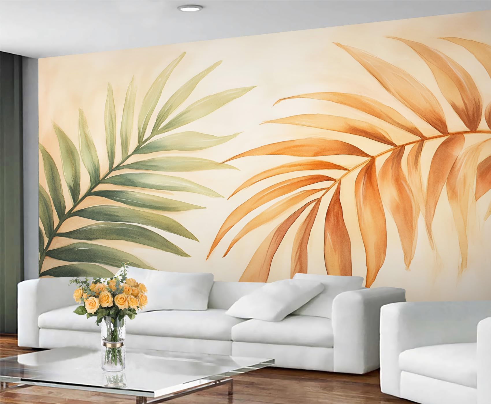 GIVLWF Palm Leaf Wallpaper, Tropical Leaves Bedroom Wallpaper, Plants Wall Paper for Living Room, Not Self Adhesive Hawaii Jungle Wall Mural, Banana Leaves Large Mural & Room Decor โ image 1