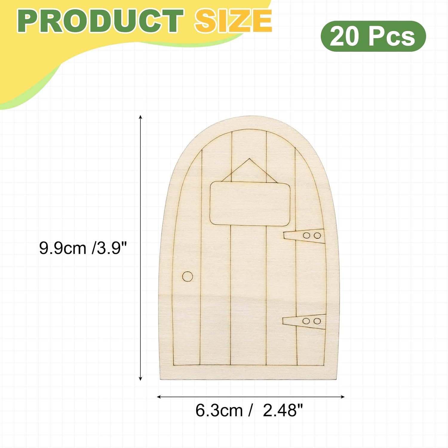 20Pcs Fairy Garden Dollhouse Wooden Window Door Natural Color