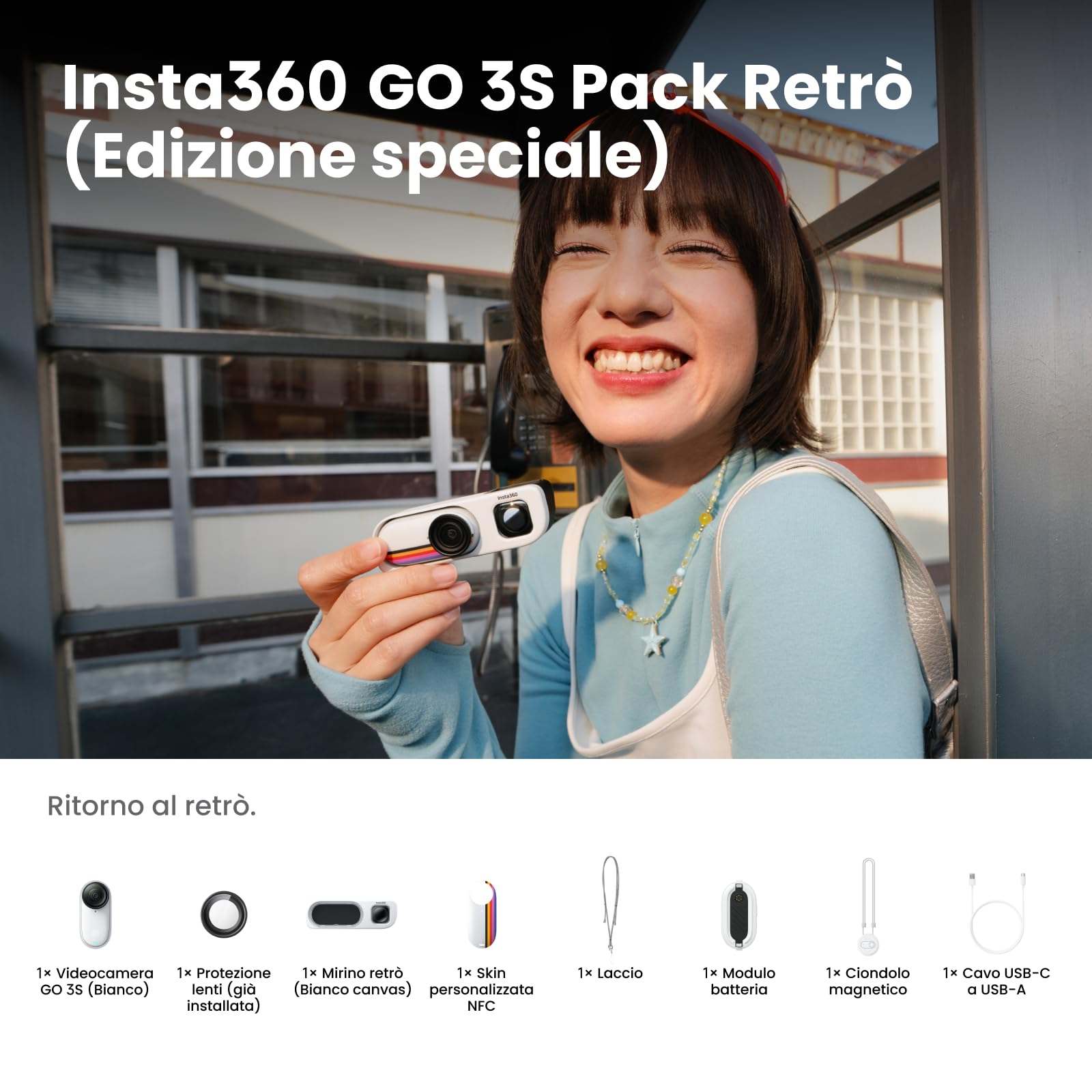 Insta360 GO 3S Pack Retrò edizione speciale 64GB Bianco