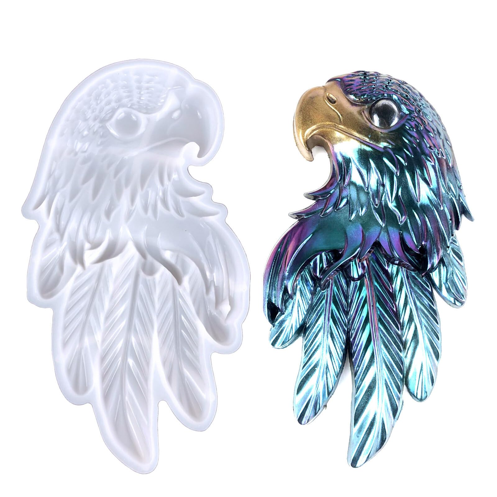 iSpchen Silicone Mould Casting Moulds Bird Moulds Resin Craft Casting Mould Silicone Moulds Epoxy Resin Moulds Bird Head Mould with Feather Beak for DIY Resin Mould Wall Hanging Home Decoration