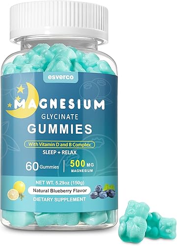 Gomitas de glicinato de magnesio de 500 mg para dormir para hombres y mujeres, vitamina C, veganas que promueven la relajación muscular, magnesio