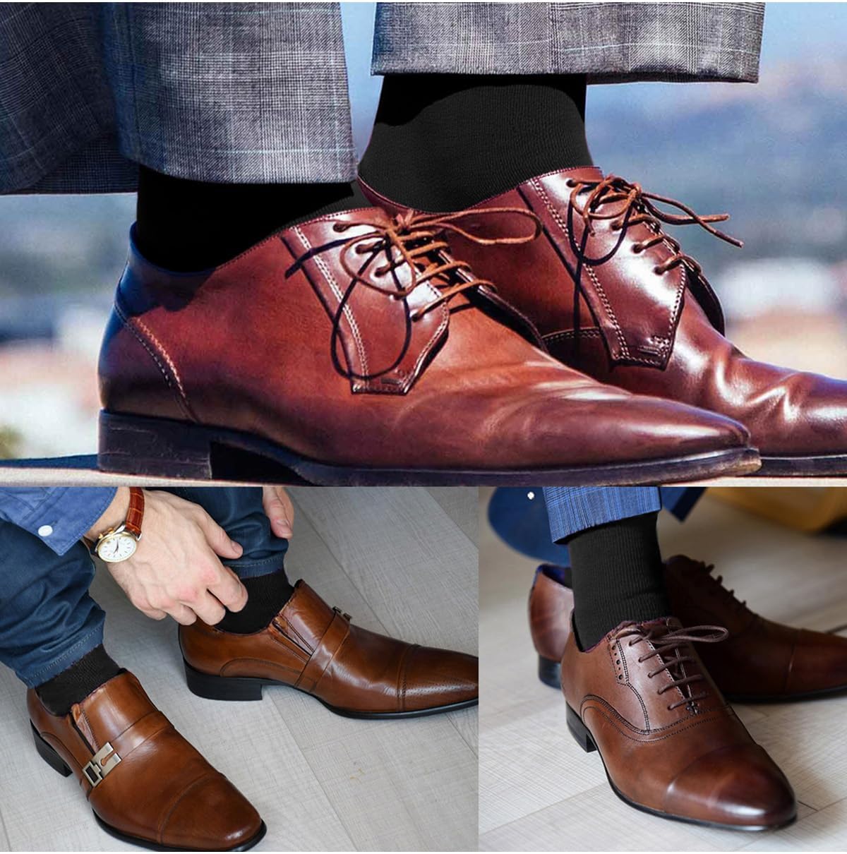 Socks For Men Groomsmen Gifts For Men Dot Christmas Dress Socks Wedding 9-13 100% cotton Casual Crew Socks - Image 4