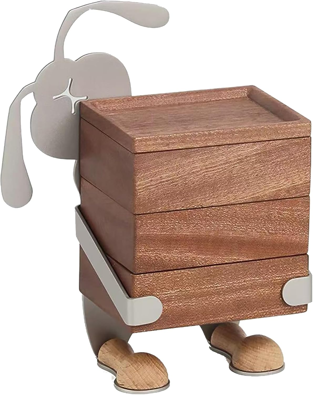 Cute Rabbit Wooden Jewelry Storage Box, Solid Wood Organizer for Earrings and Bracelets, Creative Bunny Figurine Decor (2)