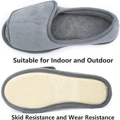 Git-up Women Diabetic Slippers/W Arthritis Edema Adjustable Closure Memory Foam House Shoes Open Toe Extra Wide