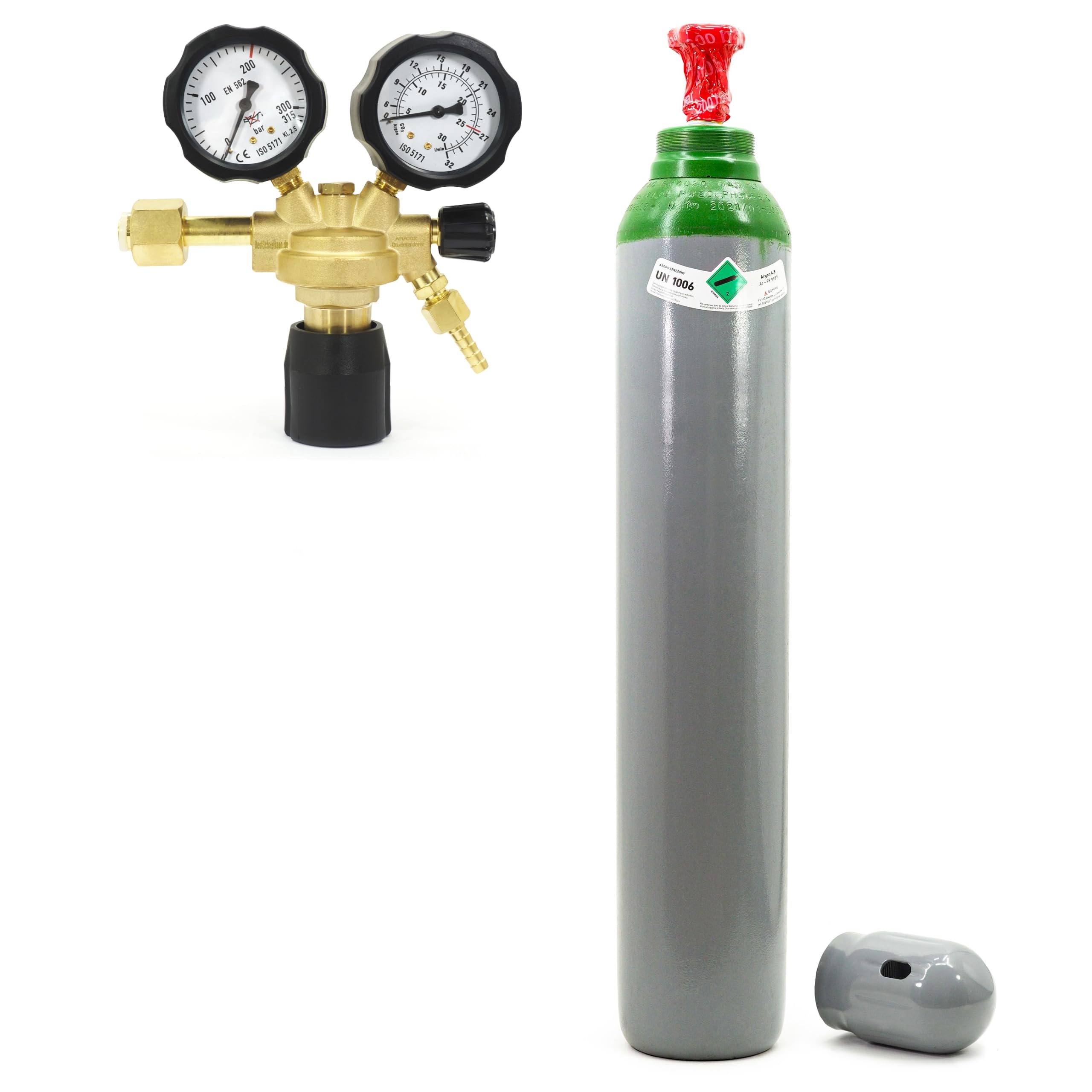 GENERIC Bouteille de gaz avec réducteur Pure 4,8 argon (100 %) - Gaz de soudure 10 litres TIG/TIG MIG 2,1 m3