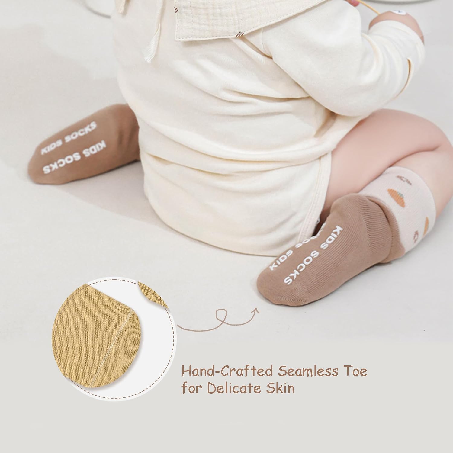 Baby Cotton Non-Slip Ankle Socks with Grippers, Cute Cartoon Designs, for Ages 0-5 Years, 5 Pairs