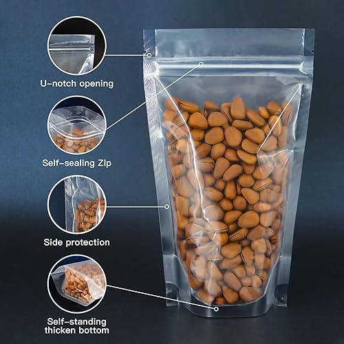 Miniatura 3 de 100 bolsas resellables, bolsas transparentes de 5.5 x 8.7 pulgadas, bolsas de almacenamiento de alimentos con cierre de cremallera para productos de
