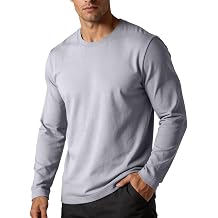 Mens Long Sleeve Tee Shirts Casual Round Neck Solid Tops Athletic Clothes