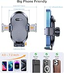 Coolpow Support de téléphone d'évent de voiture & Serrure plus large & Crochet en métal de 360° Support de téléphone portable de voiture réglable Support de téléphonie de voiture Support de téléphones pour monture de voiture pour iphone Samsung Android Smartphones