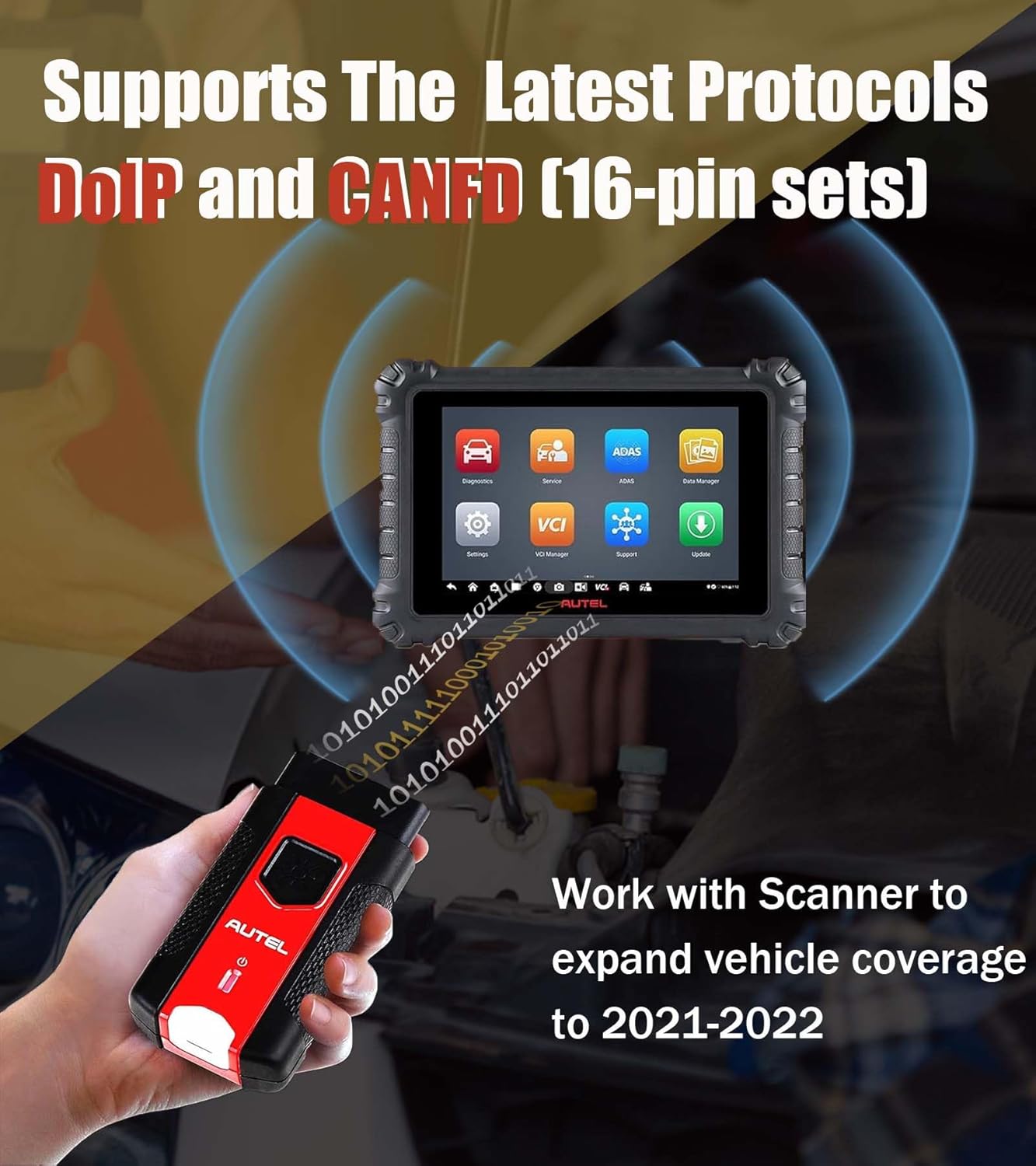 Autel MaxiVCI V200 Vehicle Communication Interface OBD2 Connector Bluetooth Adapter Work with MS906PRO MK906PRO TS ITS600 KM100 BT608 BT609 Wireless VCI200 Diagnostic DoIP CAN FD