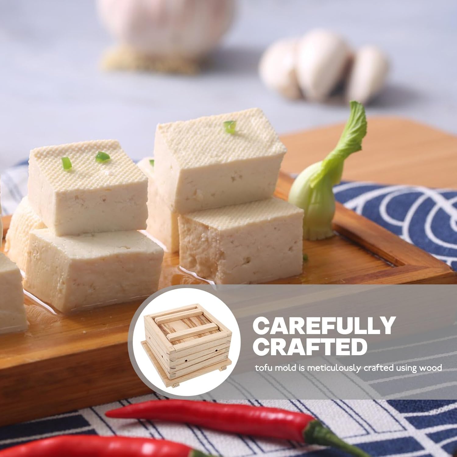 Luxshiny Tofu Maker Wooden Pressing Mold for Homemade Bean Curd and Cheese Diy Tool for Kitchen Use and Practical Tofu Pressing Mold