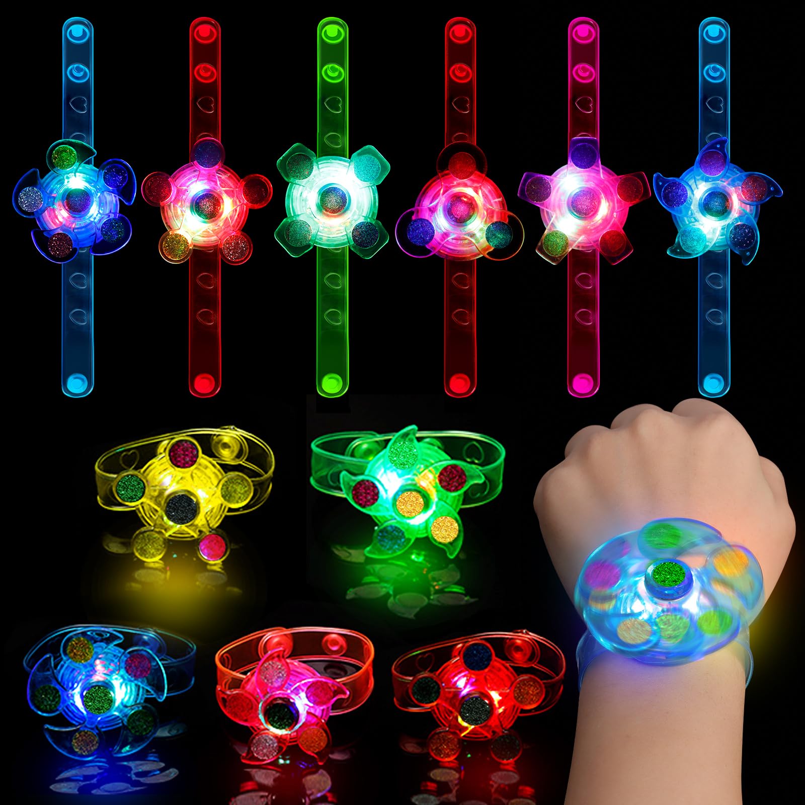 Buy 12 Pack LED Light up Bracelet Fidget Toys, Glow in The Dark Party