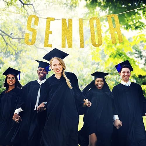 Miniatura 8 de Cartel dorado con purpurina para graduación de felicitaciones, decoración de banderines para fiesta de graduación de secundaria