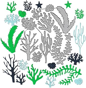 Ocean Seaweed Coral Cutting Dies,Sea Starfish Conch Die Cuts Metal Embossing Stencils Template Mould for Card Scrapbooking and DIY Craft Album Paper Card Decor