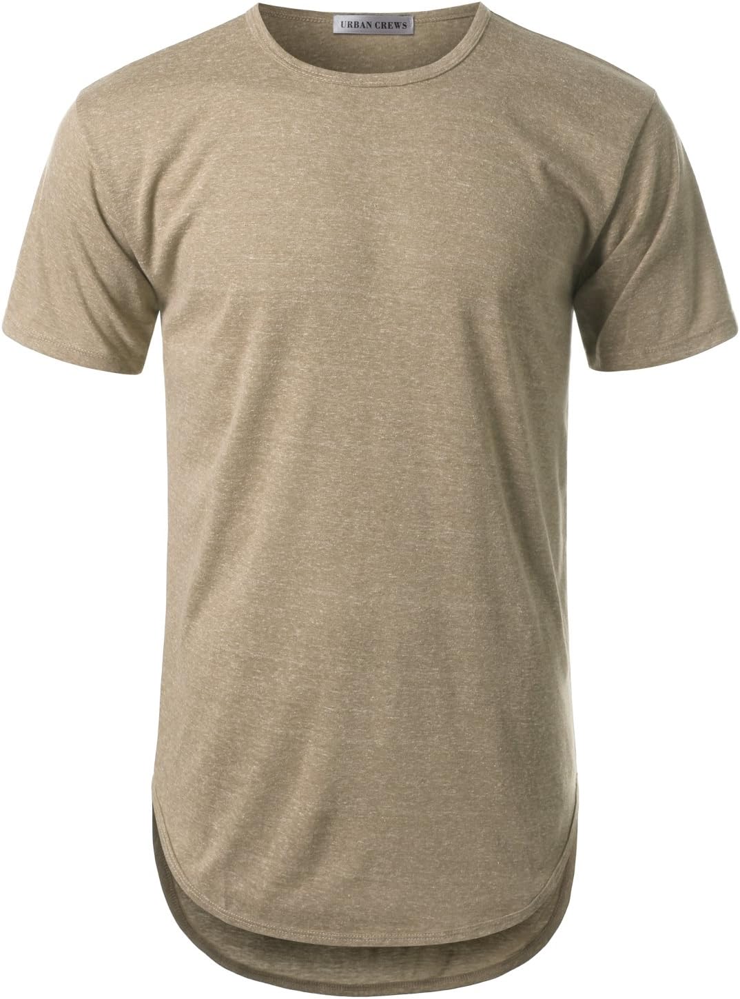 URBANCREWS Mens Hipster Hip Hop Elong Round Hemline Crewneck T-Shirt