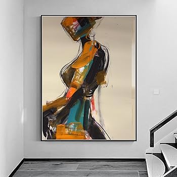 Amazon.com: Yahedoba Pintura al óleo abstracta de la línea