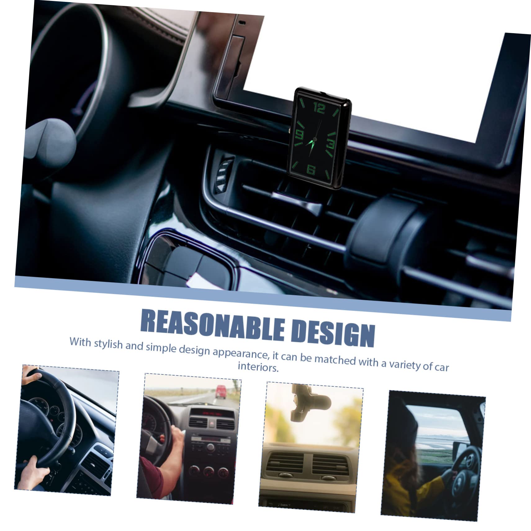 OUNONA 5piezas Reloj De Salpicadero Cuadrado Adhesivo Reloj Analógico Para Decoración De Automóviles Para Oficina y Hogar Diseño Elegante y Funcional Sin Obstaculizar La Visibilidad