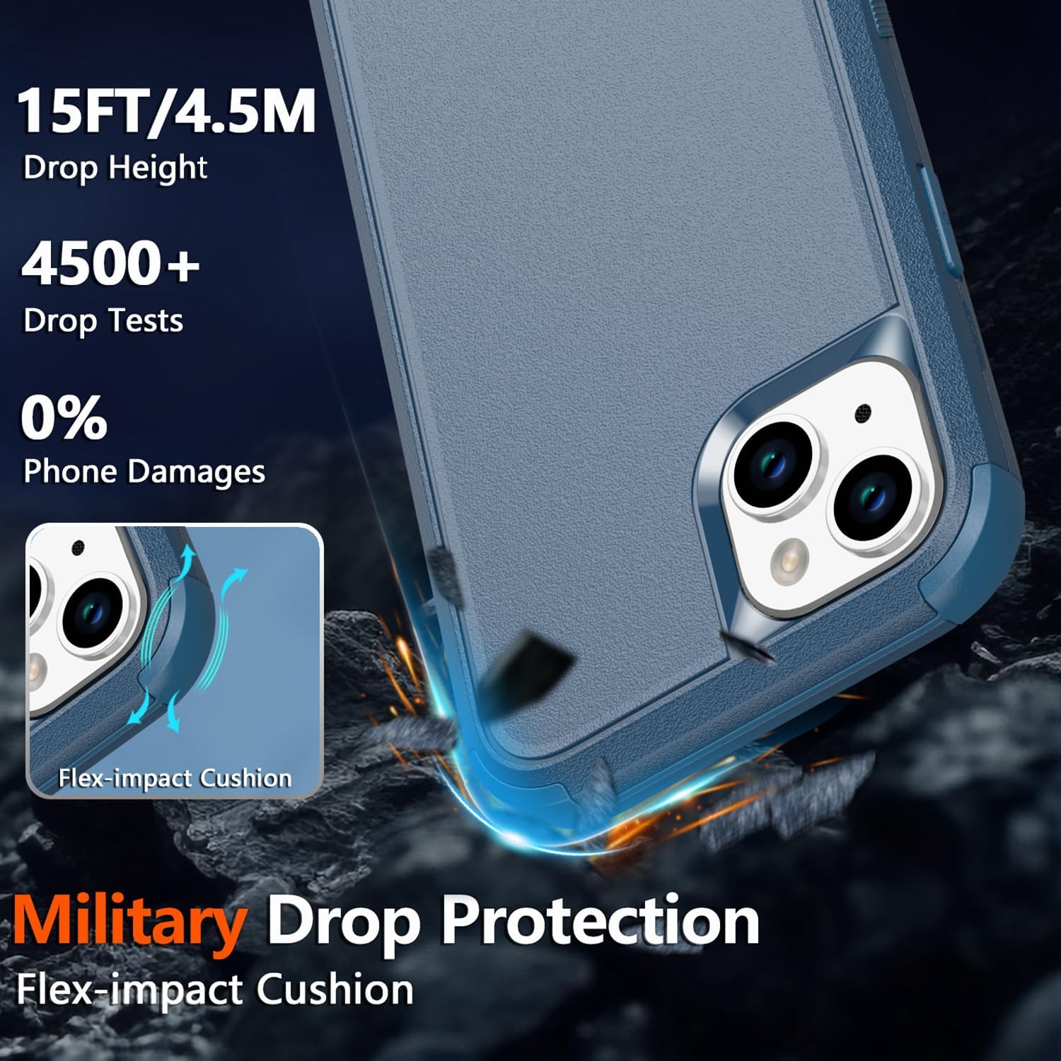  Compatible iPhone 14 Phone Case,for iPhone 14 Magnetic Case [with Screen Protector & Camera Lens Protector ] Heavy Duty Phone Case for iPhone 14 (Blue) thumbnail