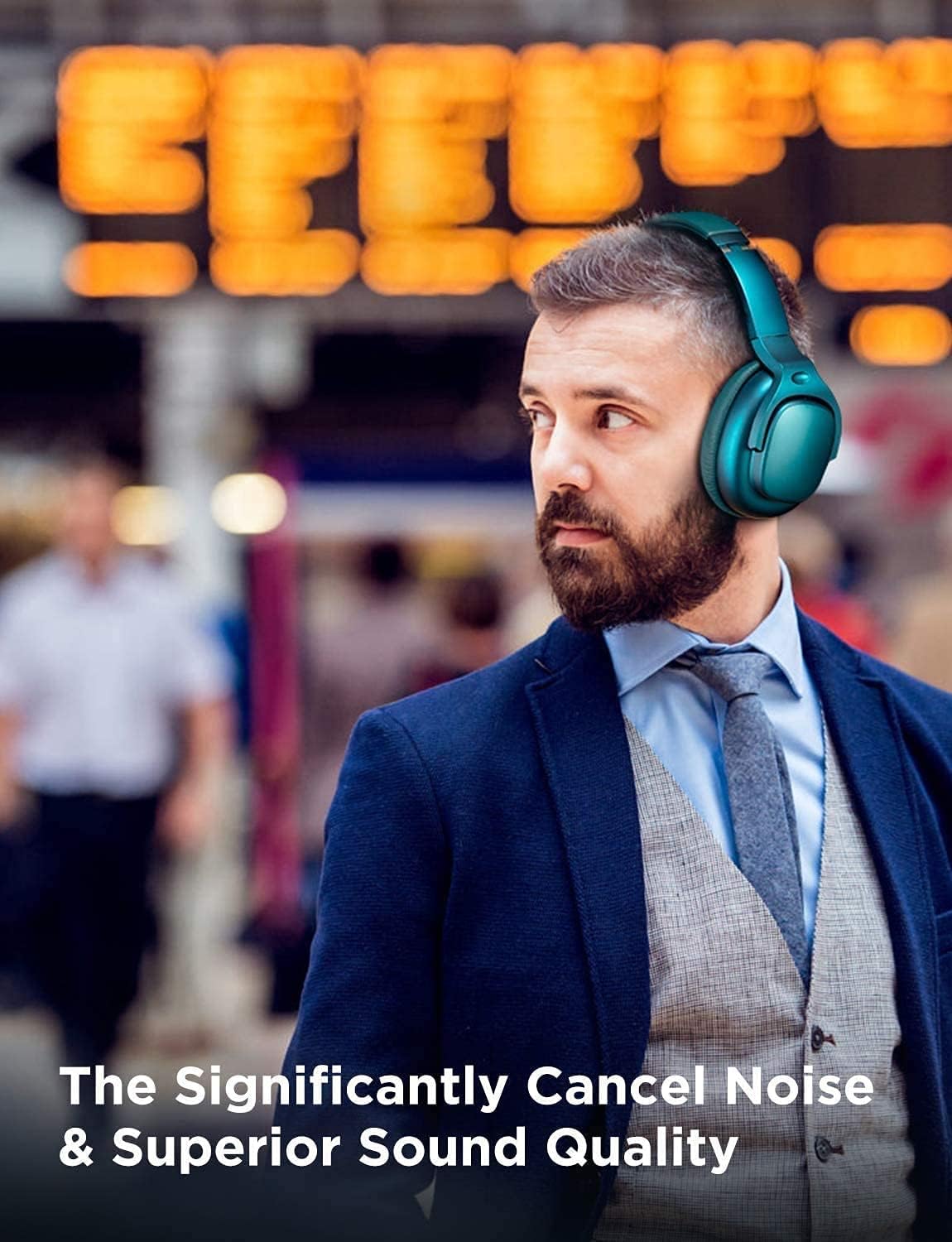 e9 active noise cancelling headphones bluetooth headphones with microphone deep bass wireless headphones over ear comfortable protein earpads 30 hou