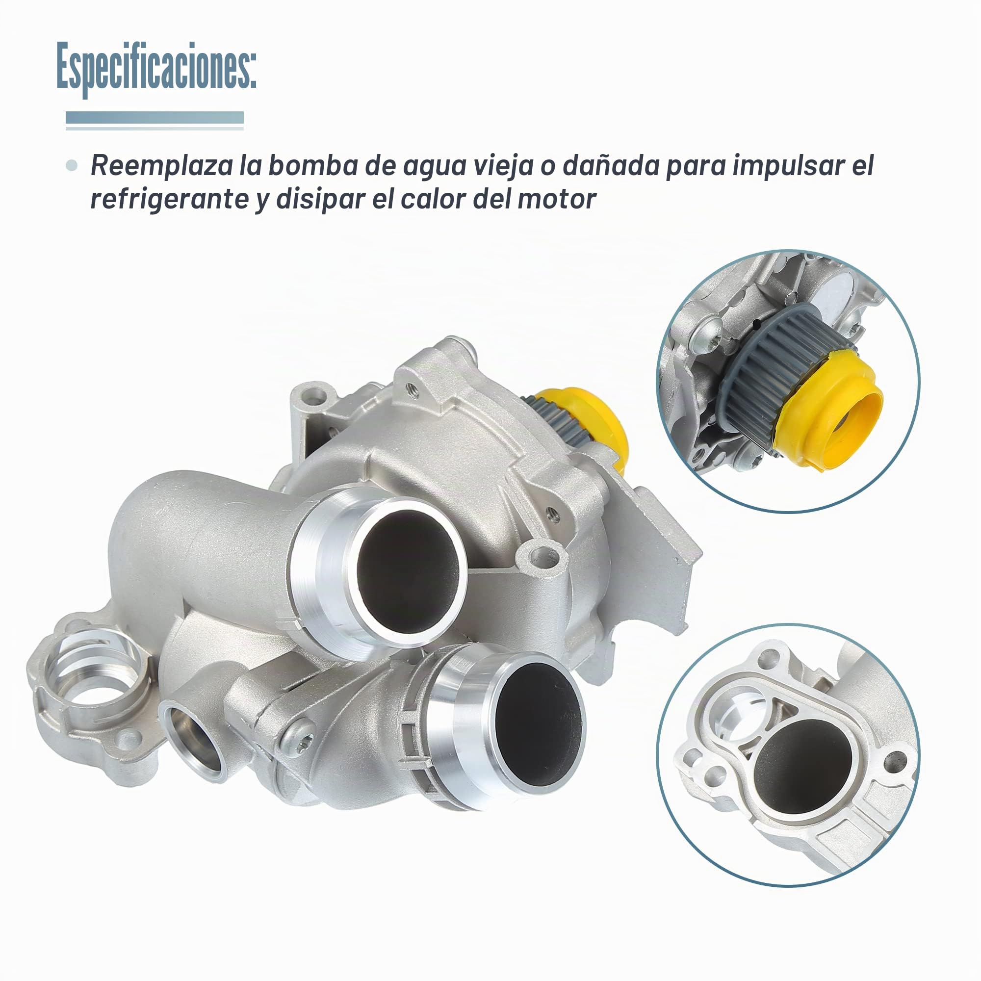 X AUTOHAUX Bomba De Agua De Repuesto Para Audi A4 B8 07-16 1pc | Color Plateado, Material Metal, Tamaño 18.9x17.6x12.6cm, OE 06H121026CF/BA/CQ, Para Audi A4 2007-2016, Para Audi A5 2007-2017