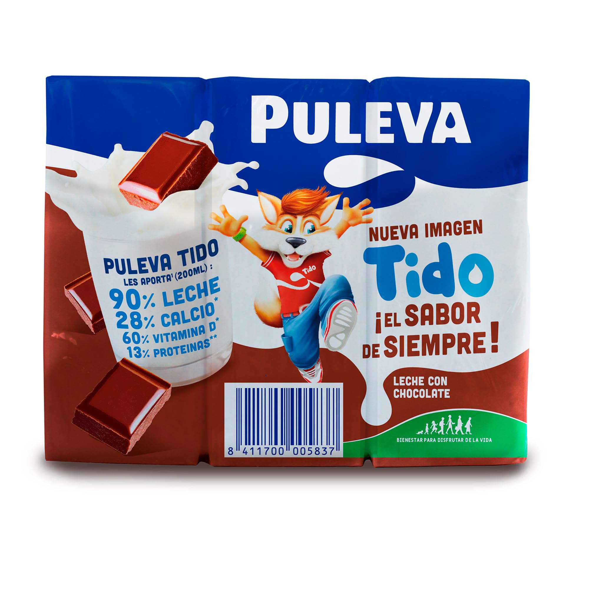 Puleva Tido - Batido de Cacao Slim, Rico en Calcio, Proteínas y Vitamina D, Sin Gluten - Pack 6x200ml