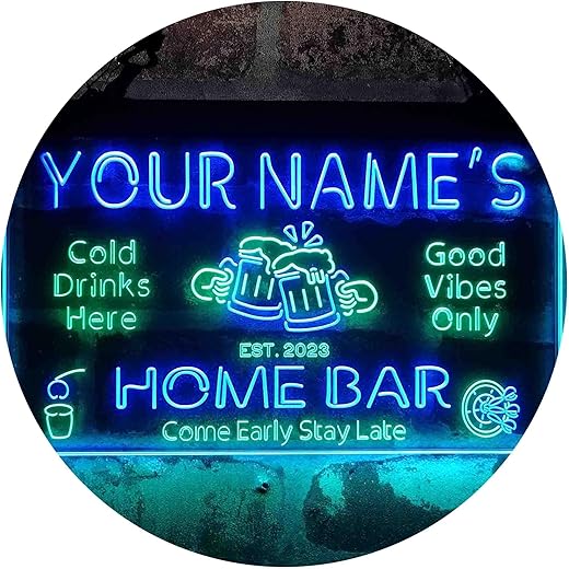 ADVPRO Personalized Your Name Custom Home Bar Beer Established Year Dual Color LED Neon Sign Green & Blue 16 x 12 Inches st6s43-p1-tm-gb