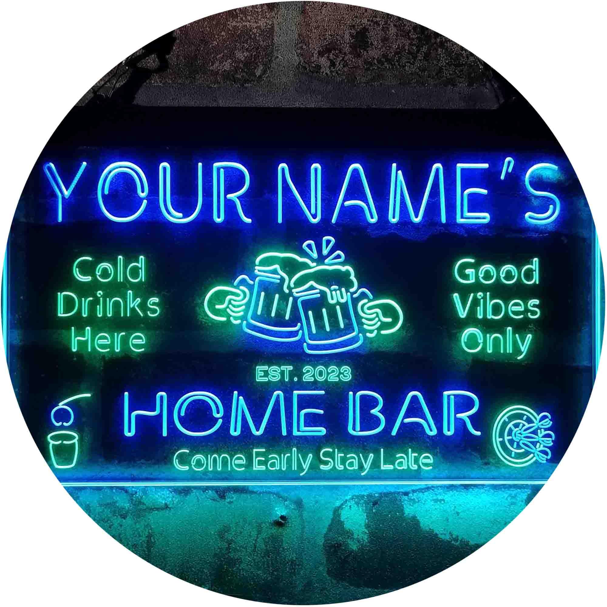 ADVPRO Personalized Your Name Custom Home Bar Beer Established Year Dual Color LED Neon Sign Green & Blue 300mm x 210mm st6s32-p1-tm-gb