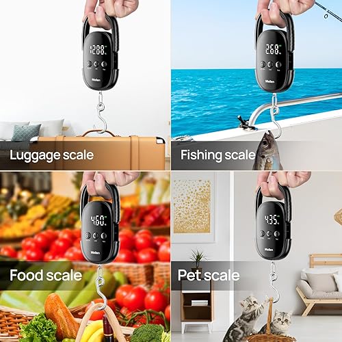 Miniatura 7 de Meilen Báscula de peso para equipaje, báscula digital de pesca de 110 libras110.2 lbs con colgante portátil, báscula de equipaje de maleta con