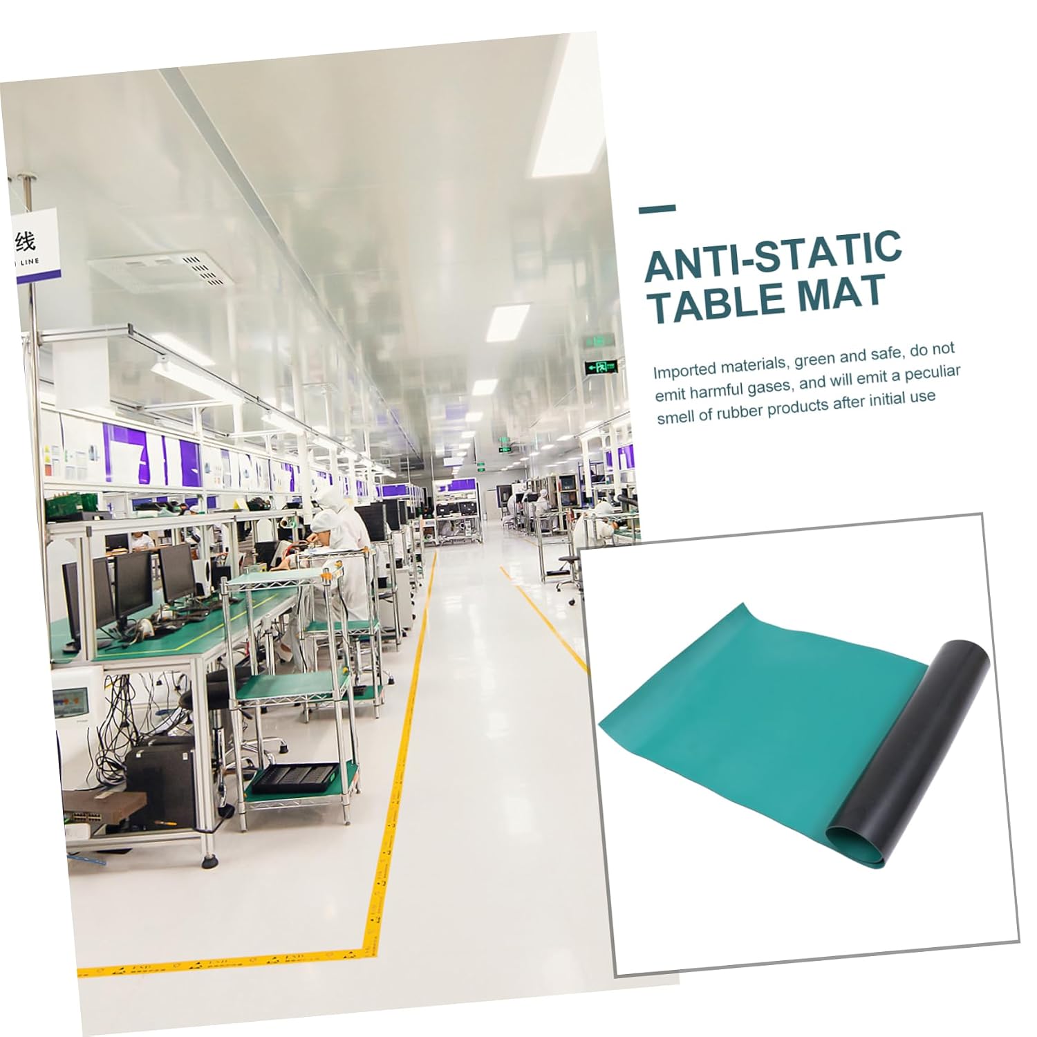 Anti-Static Rubber Laboratory Mat High-Temperature Wear-Resistant Table Cushion for Electronics ESD Work Surface for Experiment and Repair