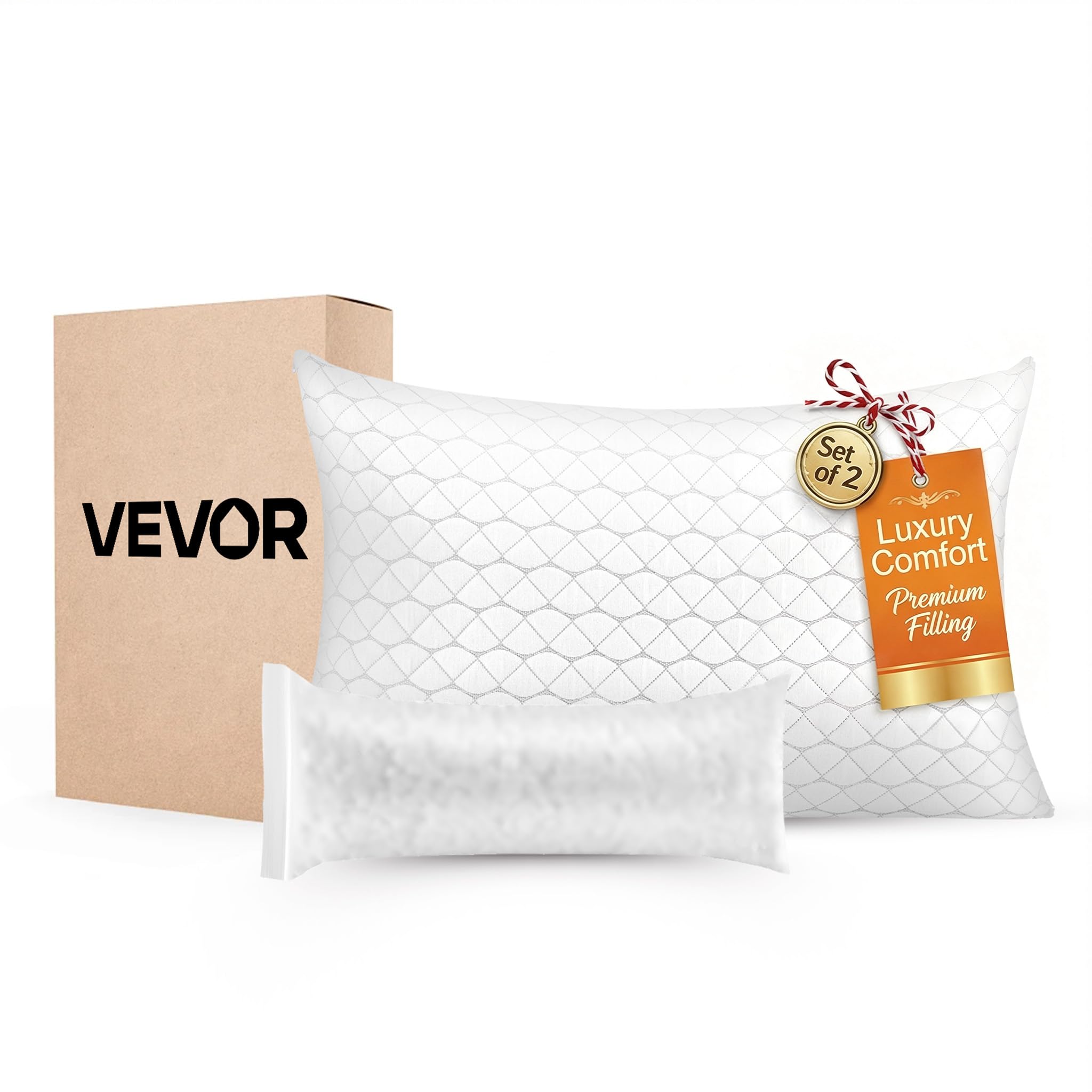 VEVOR Cuscino da Letto per Dormire, Cuscino da Hotel di Dimensioni King Size con Imbottitura in Schiuma di Memoria, Regolabile, Include Federa in Fibra Naturale, Biancheria da Letto