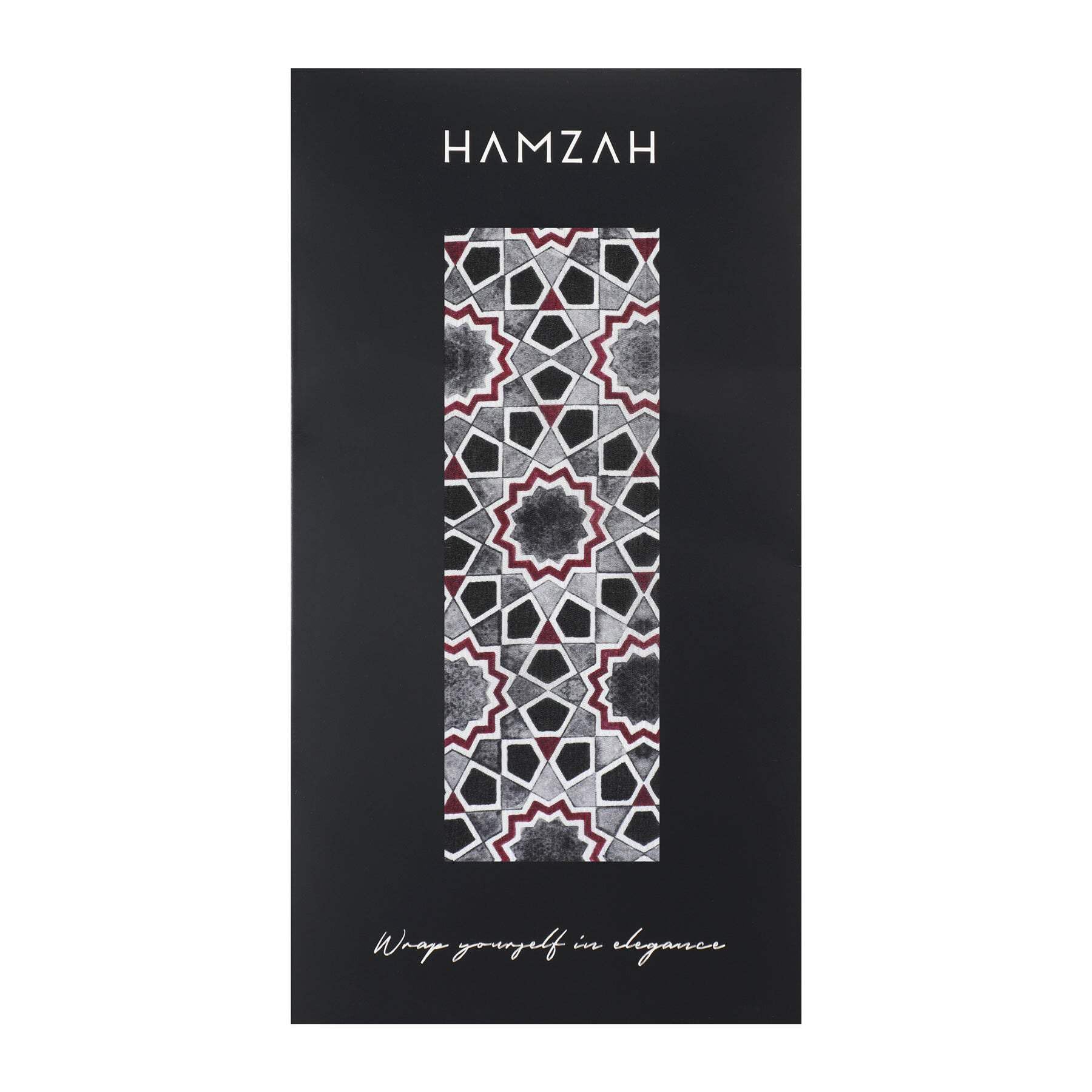 Hamzah Pañuelo de Seda Natural para Cuello – 180x65 cm con Terminaciones Cosidas a Mano, Estampado Geométrico Mudéjar