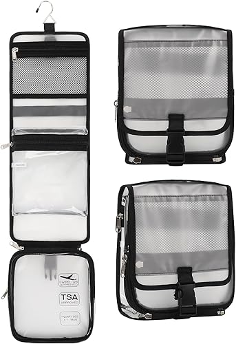 Relavel Neceser colgante de viaje aprobado por la TSA para mujeres y hombres, F-Translúcido, Neceser colgante para mujer