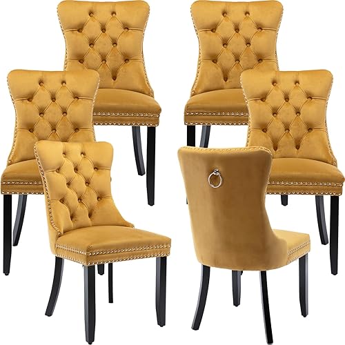 Miniatura 127 de Juego de 2 sillas de cocina y comedor de terciopelo, respaldo exterior capitoné, tapizadas en terciopelo, estructura de madera maciza (celeste, 2