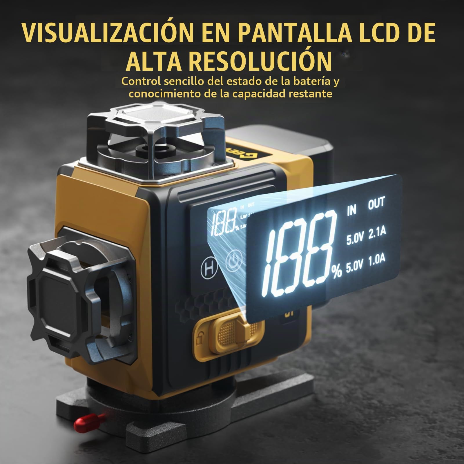 Geevorks Nivel Láser Autonivelante con Tripode,Nivel Laser Autonivelante 360 Grados 16 Líneas, Autonivelante de 3°,Alta Precisión,Pantalla Digital,2 * 2400 mAh Batería,Mando a Distancia