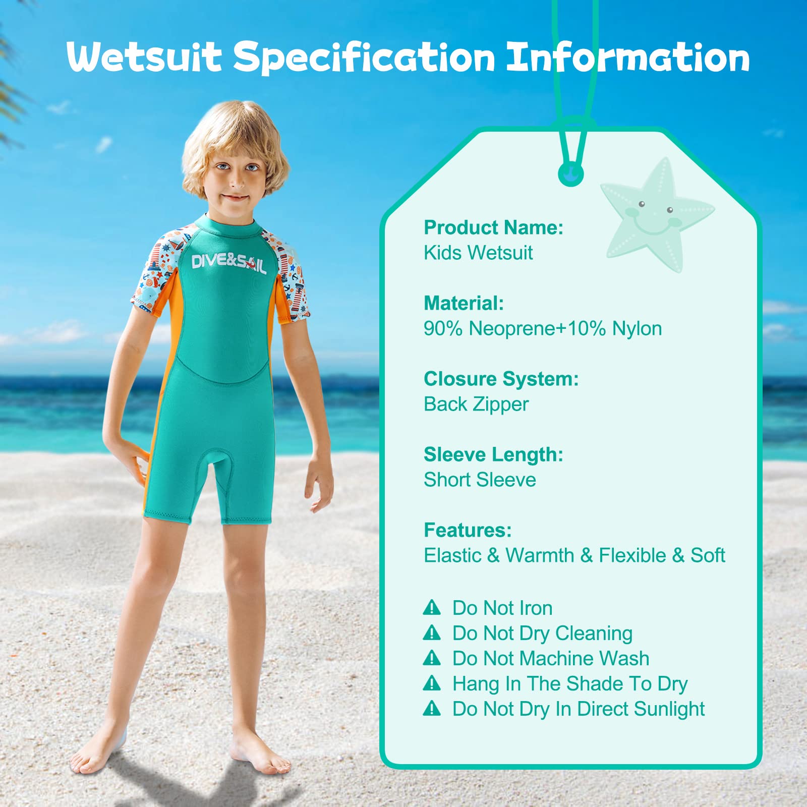 JONRRYIN Traje de Neopreno para Niños Traje de Baño de Buceo Térmico de Neopreno Corto, 2,5mm Una Pieza Trajes de Neopreno para Deportes Acuáticos Surf Natación Buceo (Verde, M)