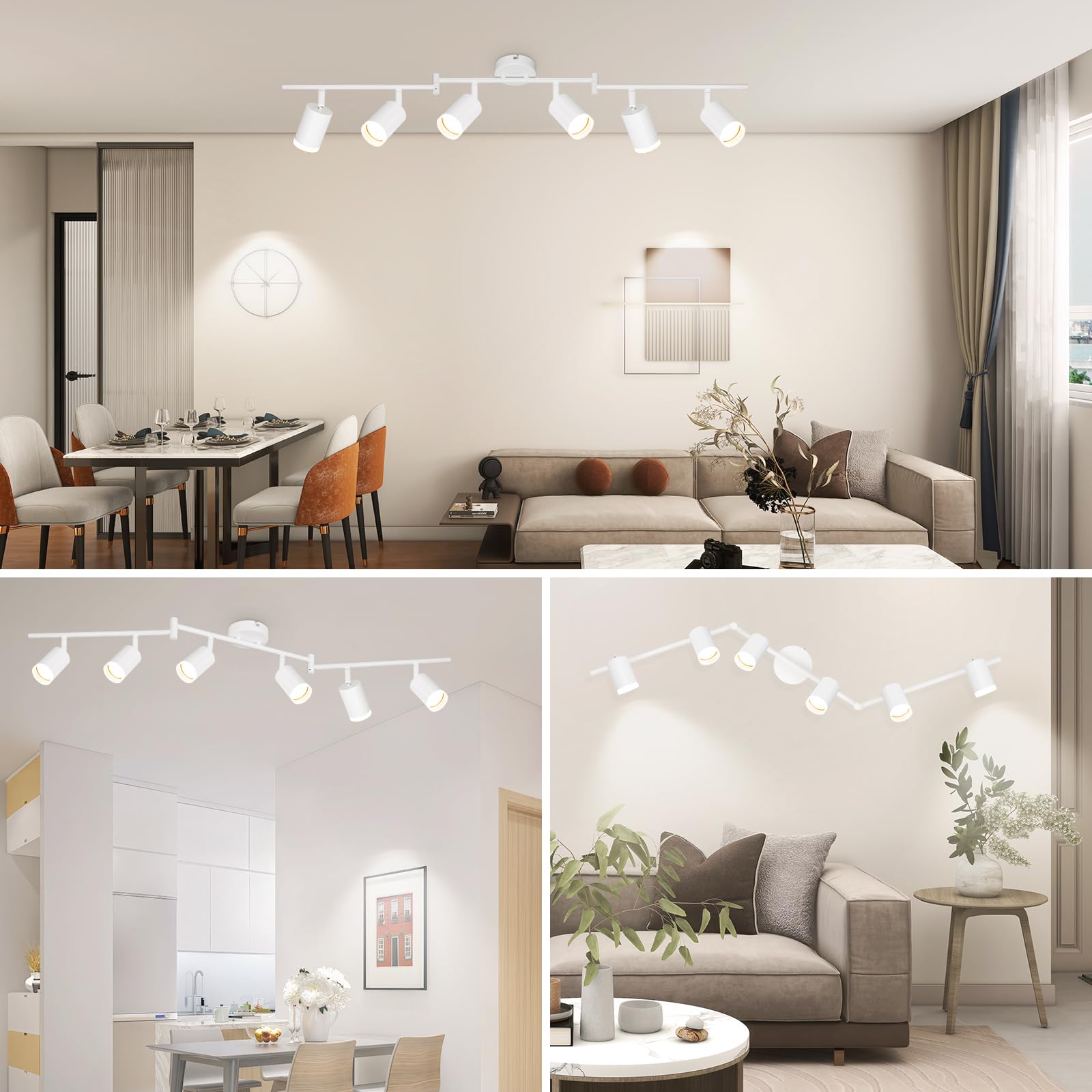 LED Deckenstrahler 6 Flammig Weiß Schwenkbar 350° GU10 Deckenleuchte Modern Ohne Leuchtmittel