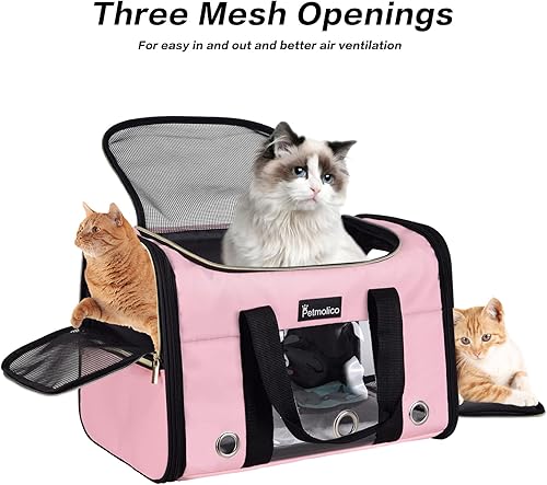 Miniatura 39 de Petmolico Transportador para gatos Bolsa para mascotas de lados suaves para gatos pequeños y medianos, cachorros, 16 libras, transportador de viaje