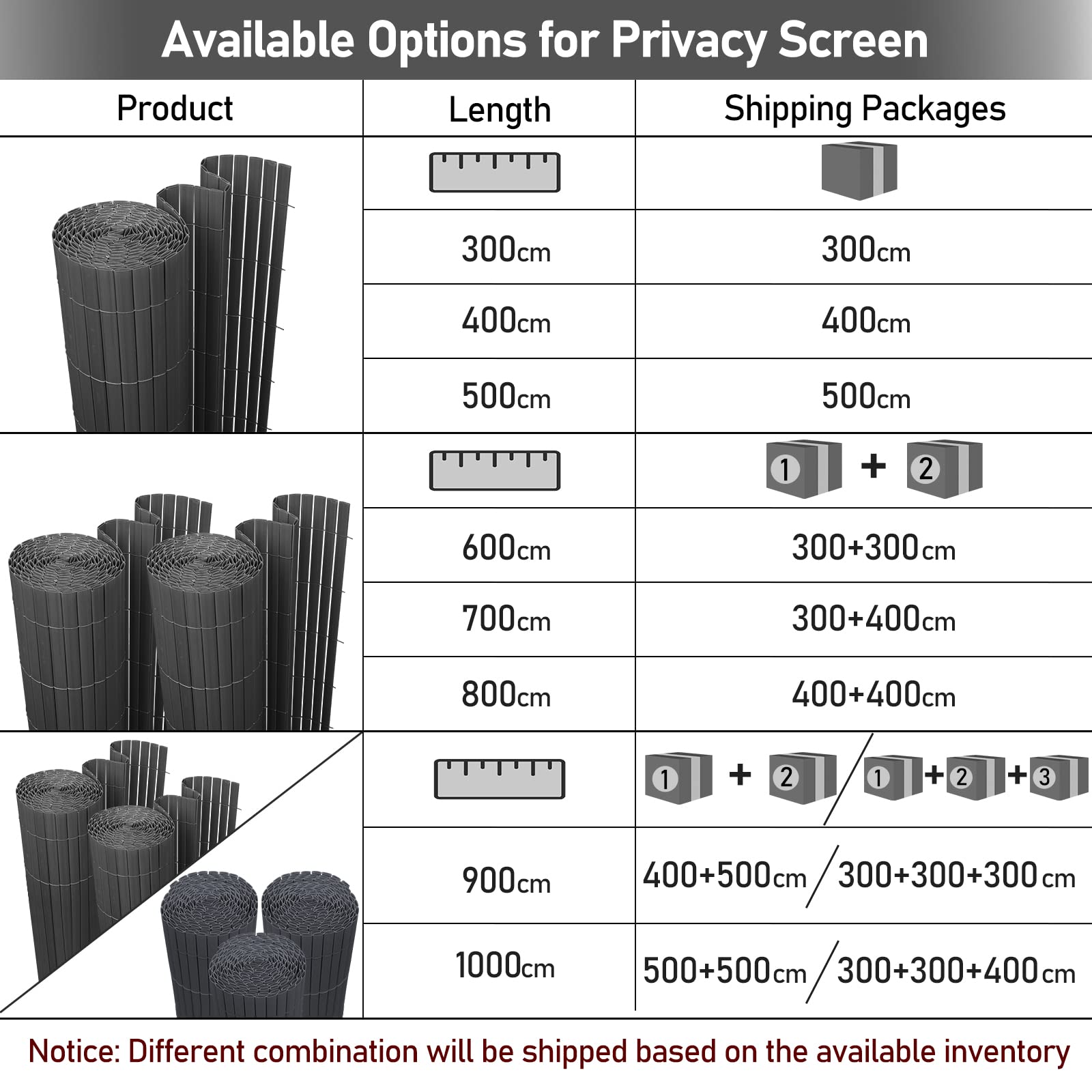 Lospitch Recinzione in PVC per la Privacy, 90 x 900 cm, Resistente alle intemperie, per Giardino, Balcone, terrazza, Frangivista Decorativa, Canniccio Paravista, Tappetino Protezione, Grigio