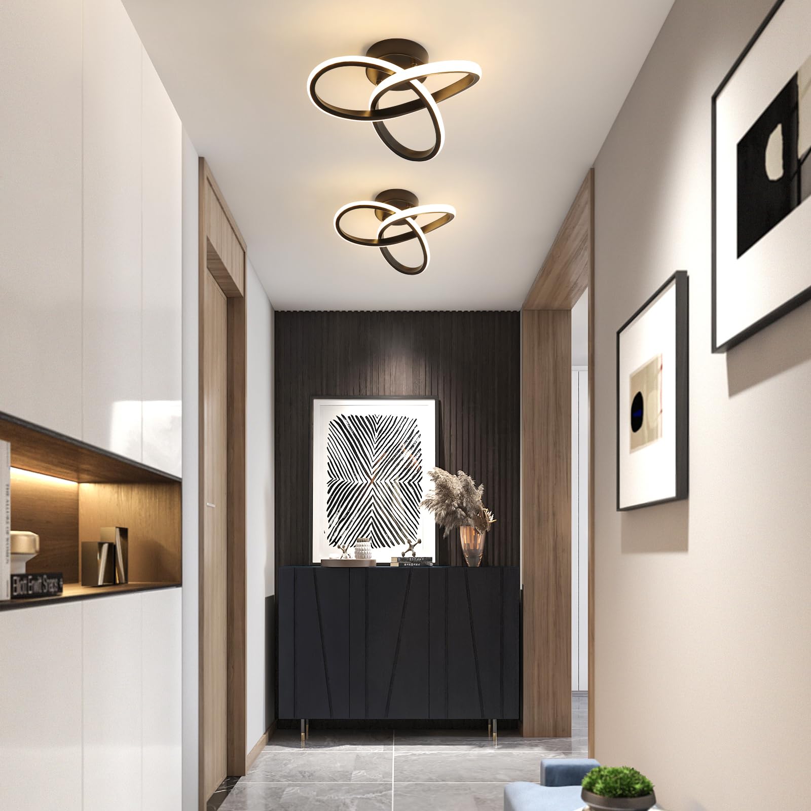 Plafoniera LED, Plafoniera Moderna Rotonda 24 W, Luce Bianca 6000K per Soggiorno, Camera da Letto, Cucina, Corridoio, Sala da Pranzo, 30 cm, Grigio | Leroy Merlin
