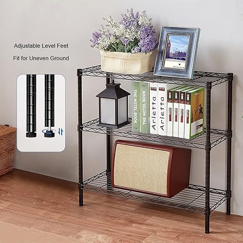 Miniatura 5 de Estantería de alambre de 3 niveles, estante de alambre ajustable, estantes de almacenamiento de metal para cocina, despensa, lavandería, baño,