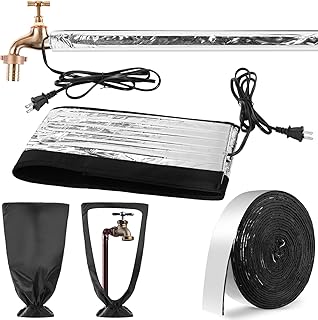 Honoson 3 Pcs Winter Water Pipe Heat Set Includes 38.5" x 6" Waterproof Water Pipe Heat Blanket with Cable, 13 x 24 Inch Outdoor Faucet Cover Insulation Tape for Winter Freeze Protection Hose Wall Tap
