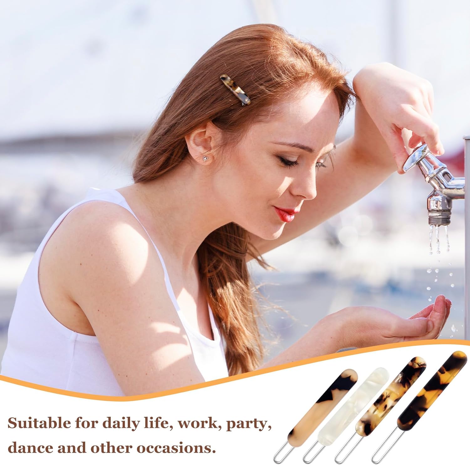 4Pcs French Barrettes Slides Clips for Women Fine Hair 2 Inch Tortoise Shell No-slip Grip Clasp Classic Glossy Acrylic Hair Clips Ponytail Holders for Girls - Image 5