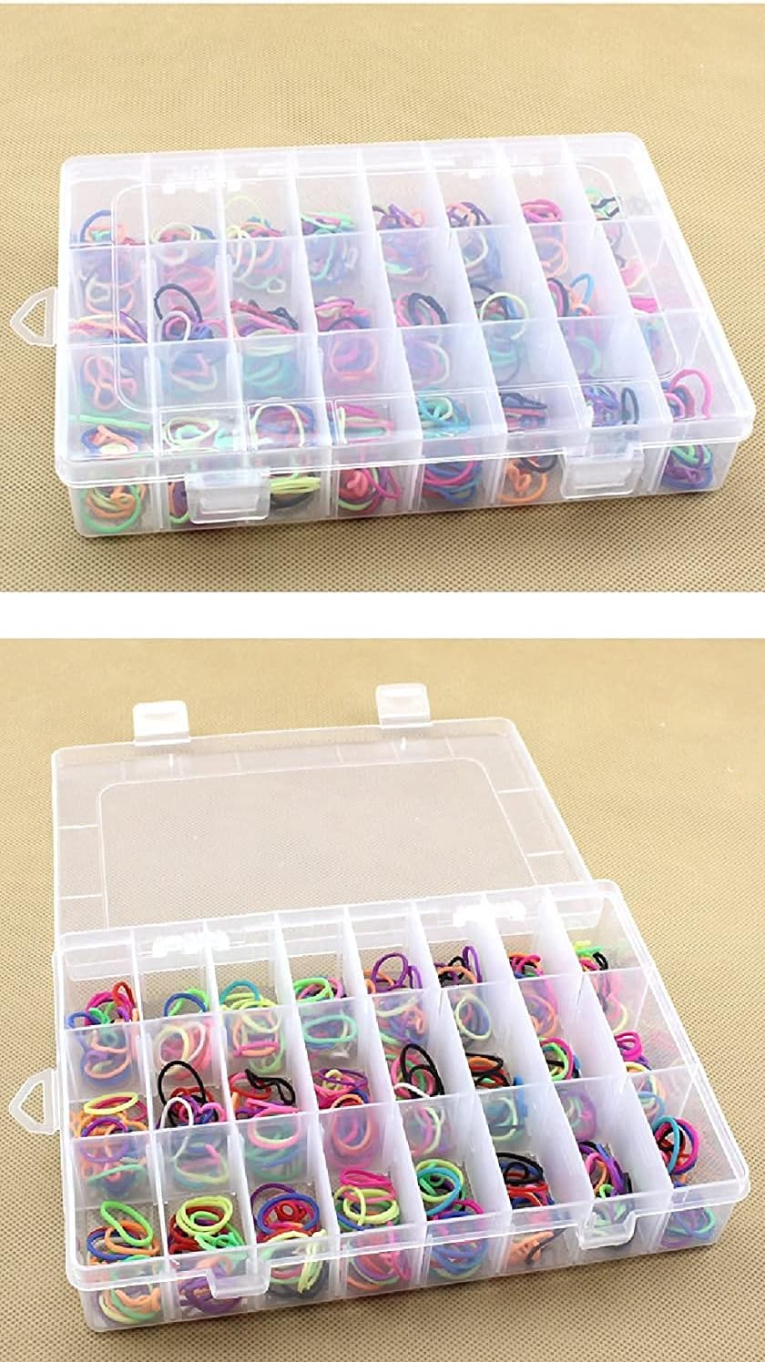 24 Grids Beads Container, Jewelry Storage Box Gems Organizer Clear with Lids Adjustable Painting Diamond Storage Case for Plant Seeds