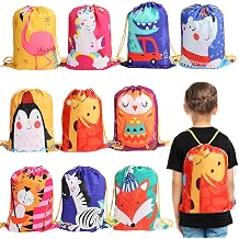 10 Pack Cartoon Drawstring Bags for Kids, Reusable Party Favours Bags,Bags for Birthday Party, School, Travel, Toy Storage