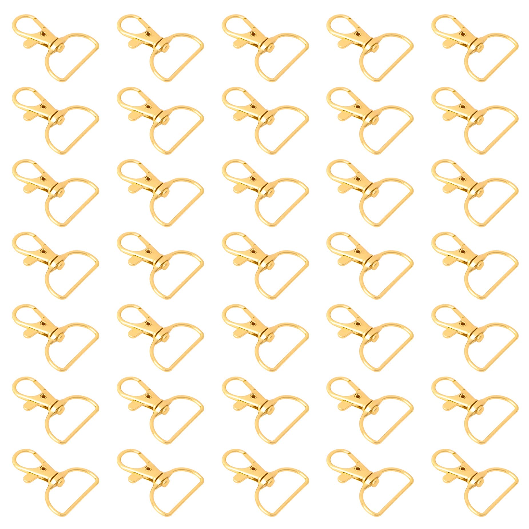 Framendino, 35 Pack Swivel Snap Hooks Metal Lobster Claw Clasps Trigger Lanyard Clips D Ring Key Chain Clip for Keychain DIY Crafts Supplies Sewing Projects Purse Hardware Gold 25 mm