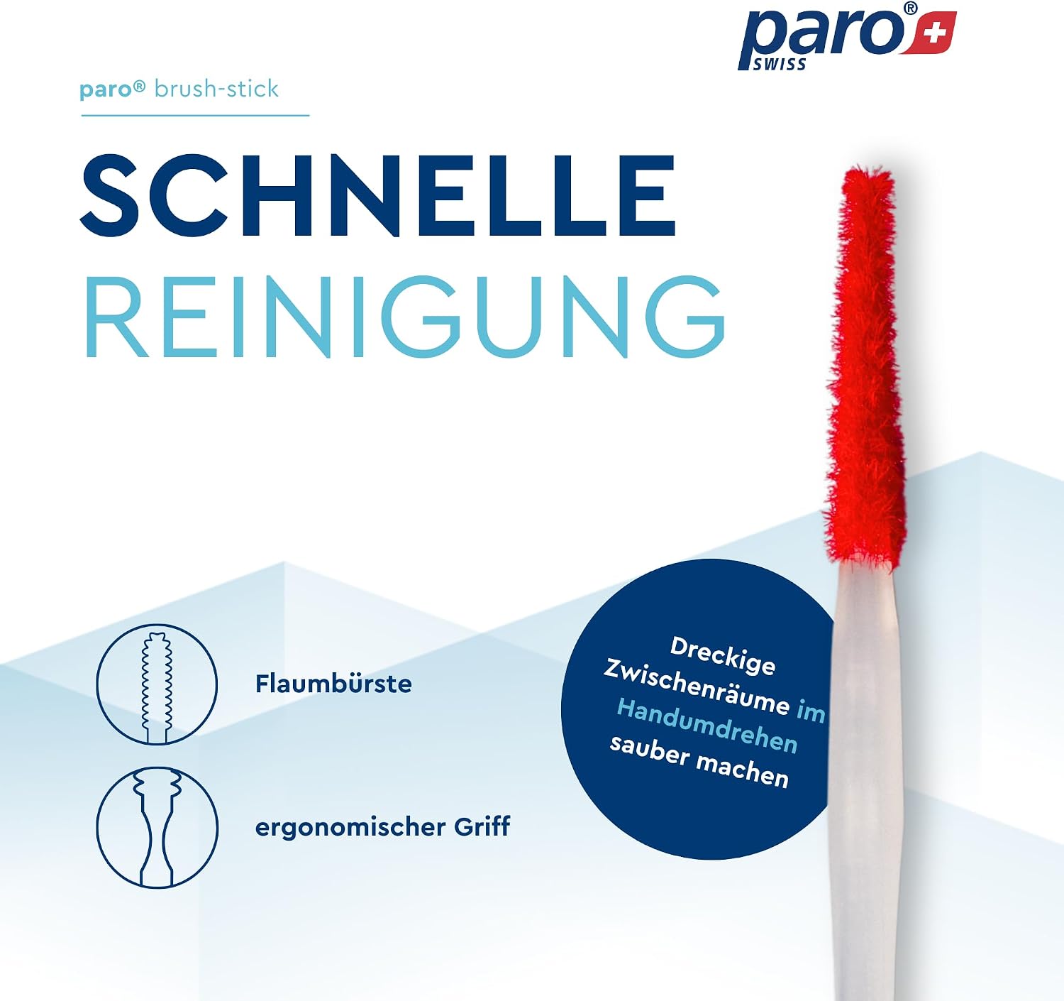 Paro Brush Stick | Interdental Brush Between Teeth, Implants and Braces, Flossing Interdental Tool for Tooth Cleaning | 10 Sticks per Box