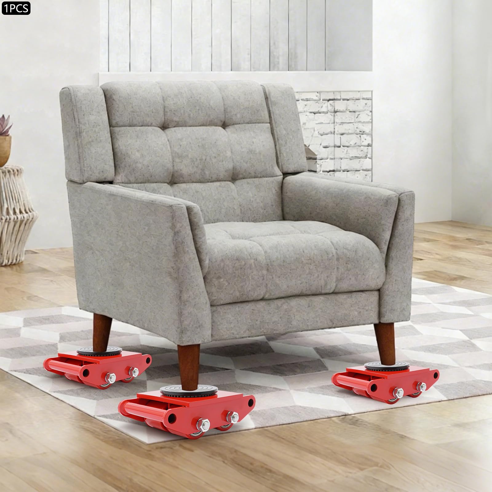 Trasloco di macchine 6T,Carrello di trasporto carico pesante,Carrelli di movimentazione auto,Rotazione a 360°,ruote silenziose in PU,Facile spostamento per mobili,macchina,oggetti pesanti,Rosso