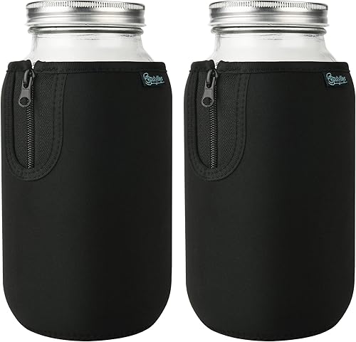 Vista 24 de Beautyflier Frascos de boca ancha de 64 onzas, fundas aislantes grandes de vidrio transparente de 2 cuartos de galón, boca ancha, germinación